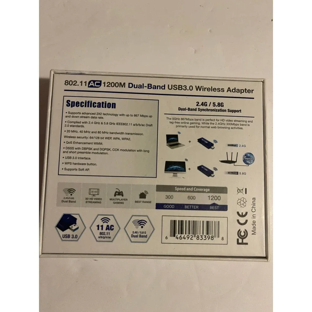 Net-Dyn USB wireless Wi-Fi Adapter, AC1200M Dual Band